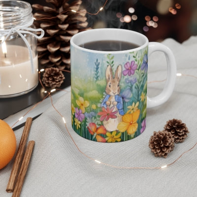 11oz Rabbit Floral mug design gifts for her drinkware