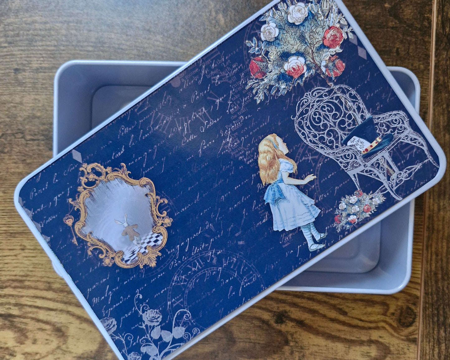 Alice in Wonderland March Hare Storage tin with printed top panel