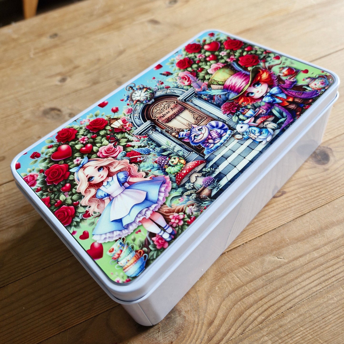 Alice in Wonderland themed Whimsicle small storage tin