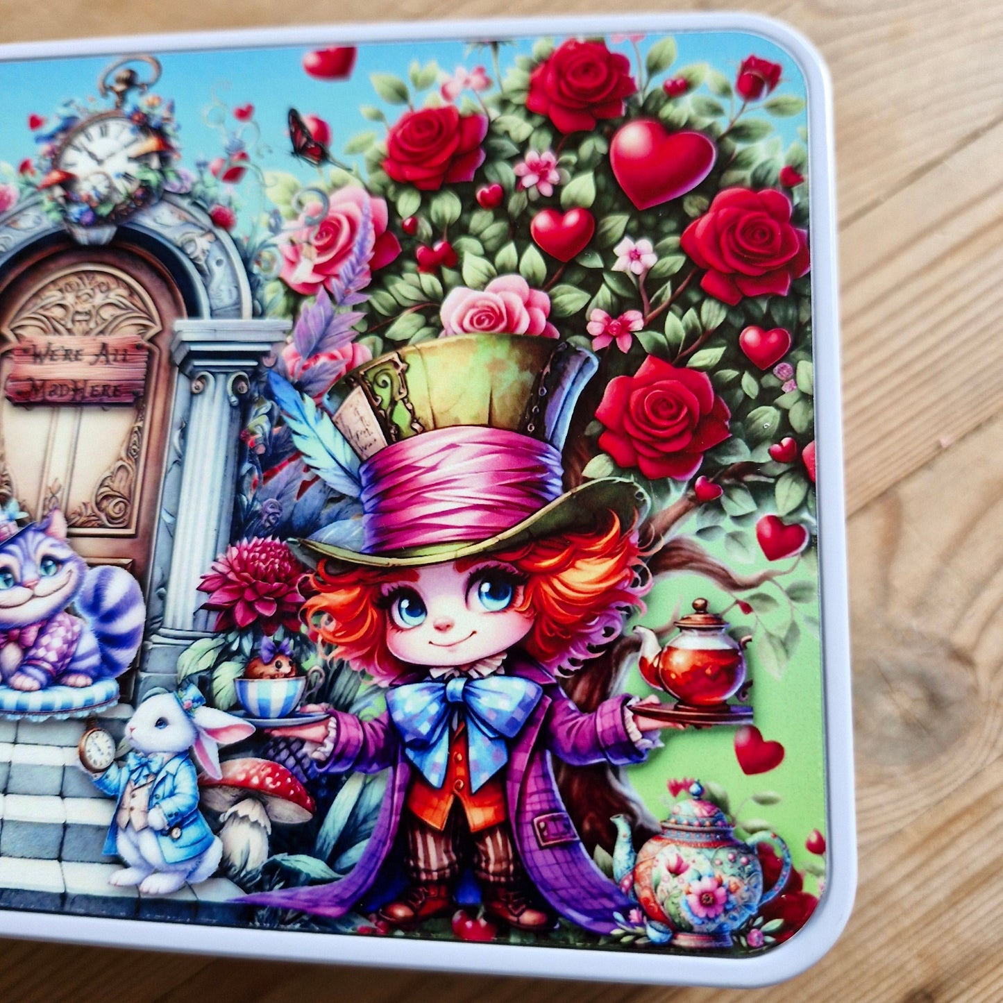 Alice in Wonderland themed Whimsicle small storage tin