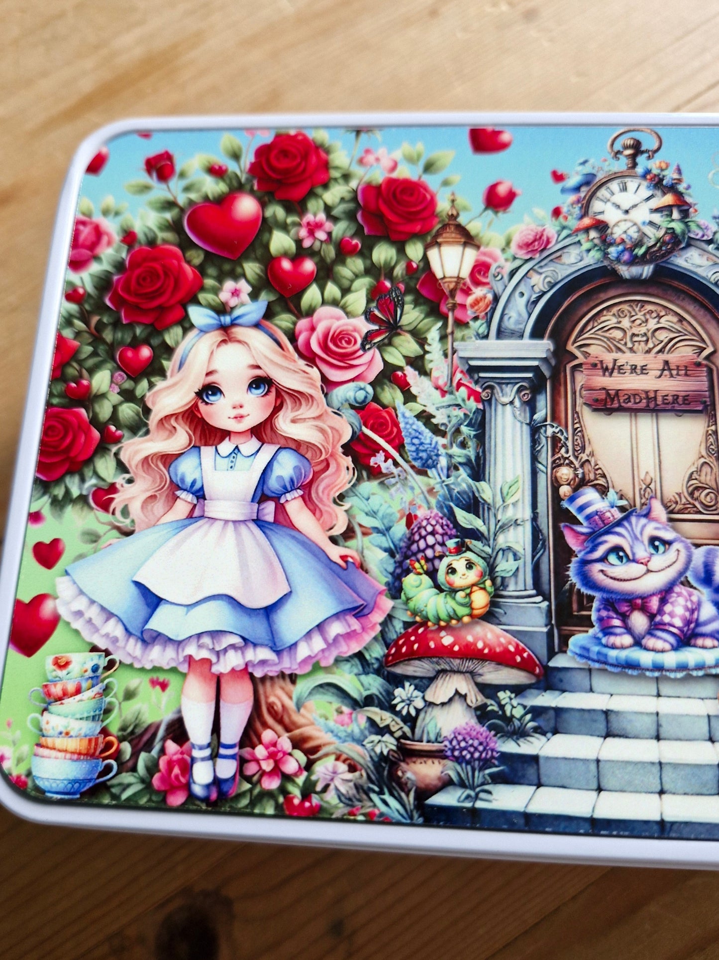 Alice in Wonderland themed Whimsicle small storage tin