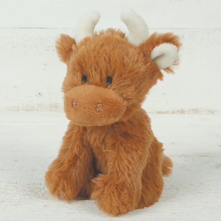 Highland Cow mini Plush Toy brown 11cm Cuddly Soft Toy Gift