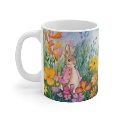 11oz Rabbit Floral mug design gifts for her drinkware