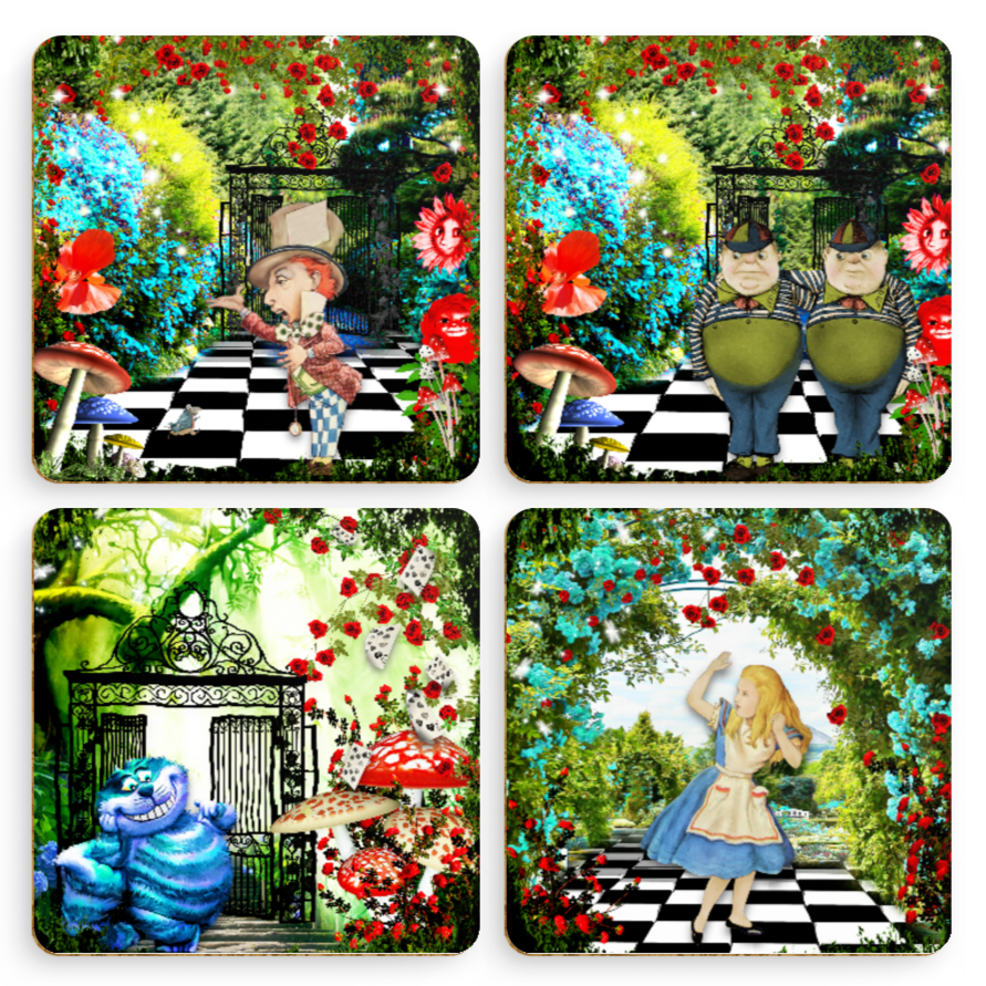 Alice in Wonderland Coasters withmulti character design
