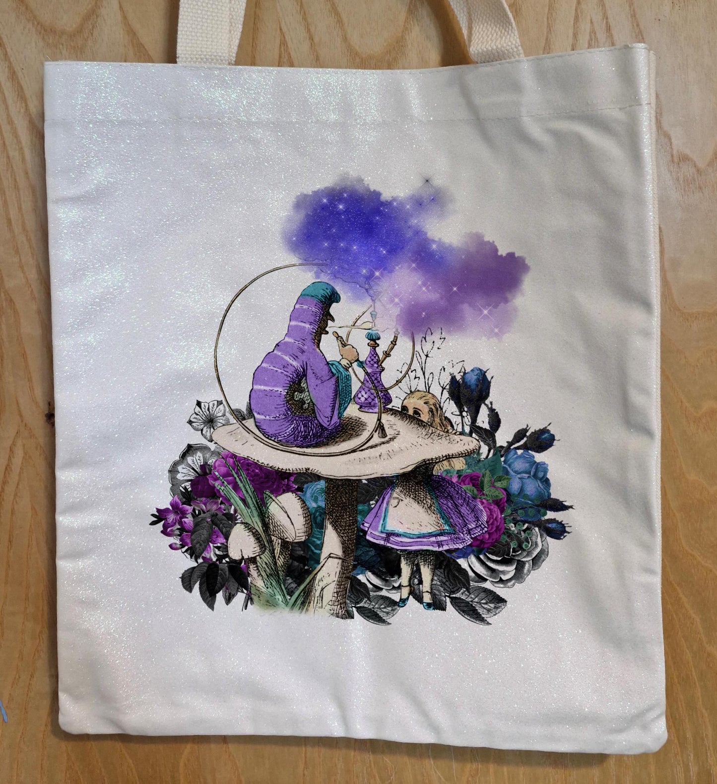 Alice in Wonderland Glitter Tote Bag