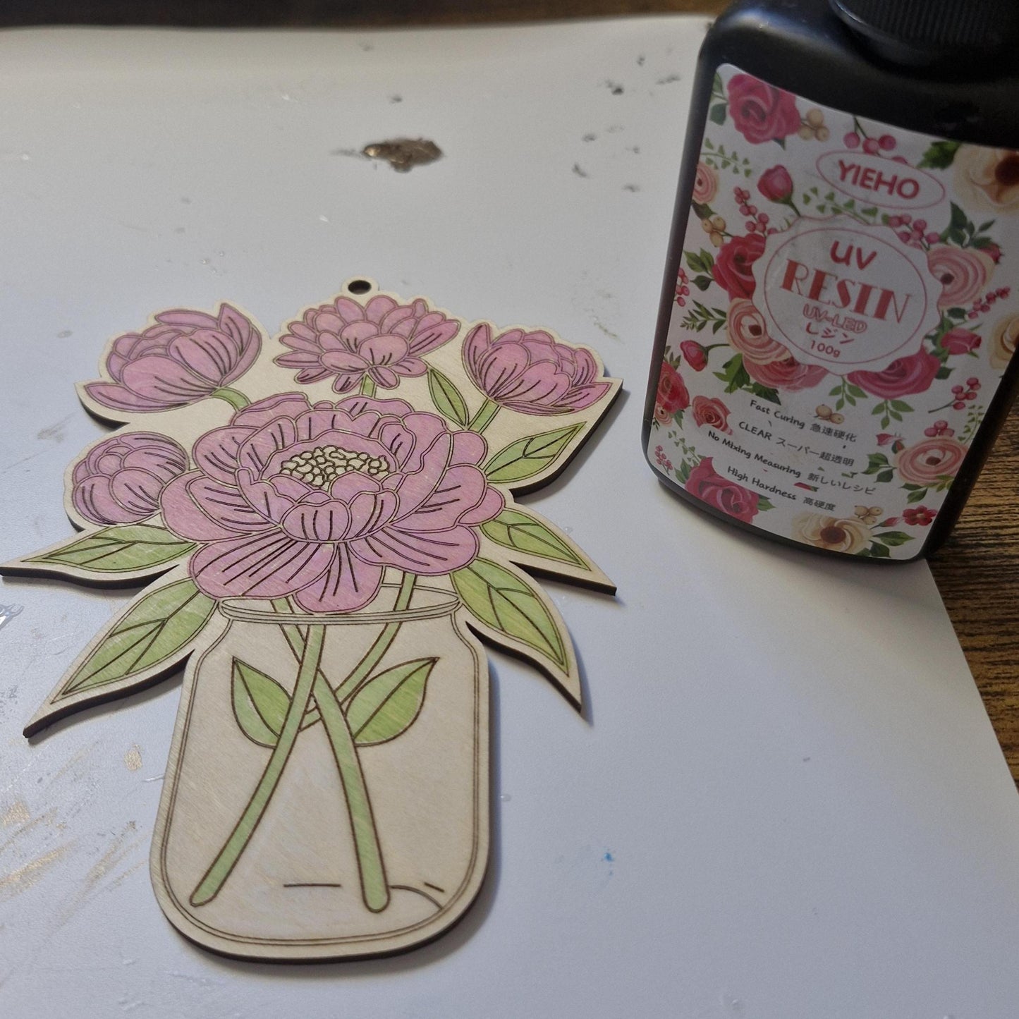 Hanging colour your own wooden flowers, hanging decor