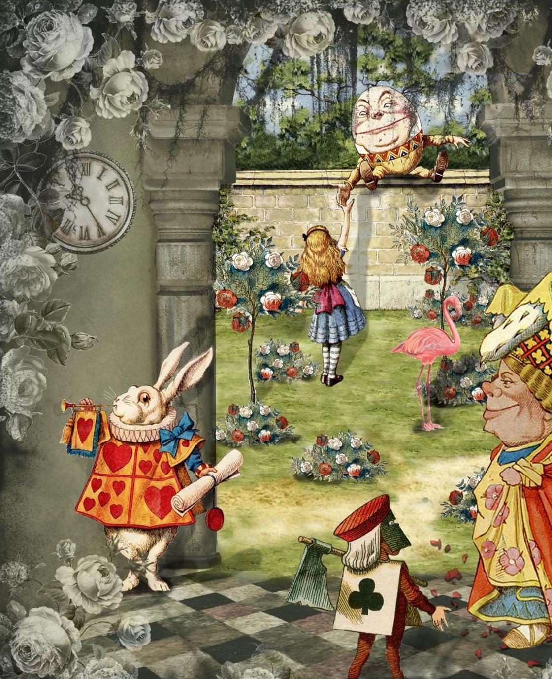 Alice in Wonderland themed Glitter Tote Bag