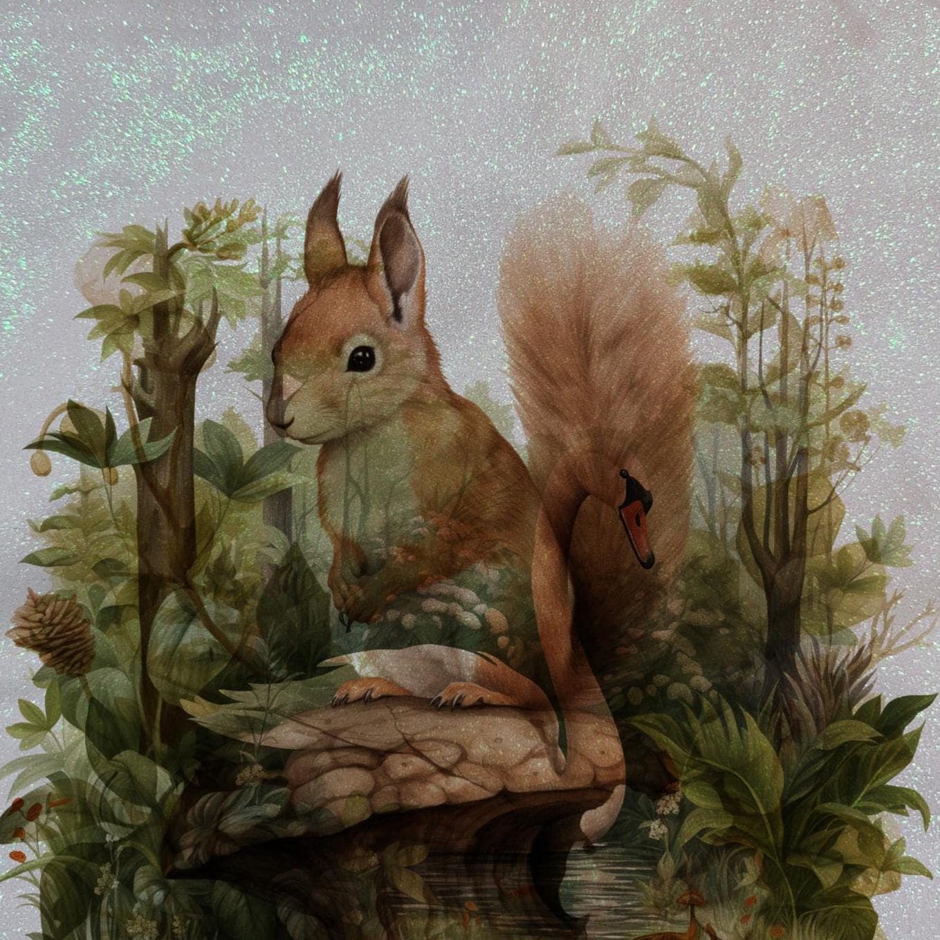 Glitter Tote Bag Squirrel design