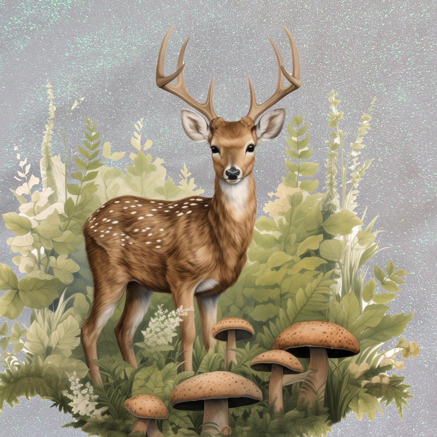 Glitter Tote Bag Deer nature design