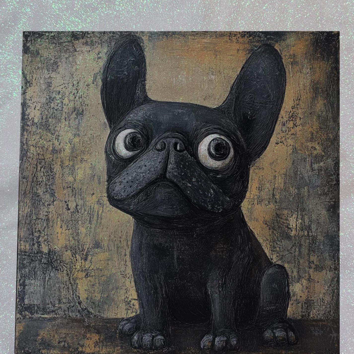 Tote Bag Glitter with cute Frenchie dog design