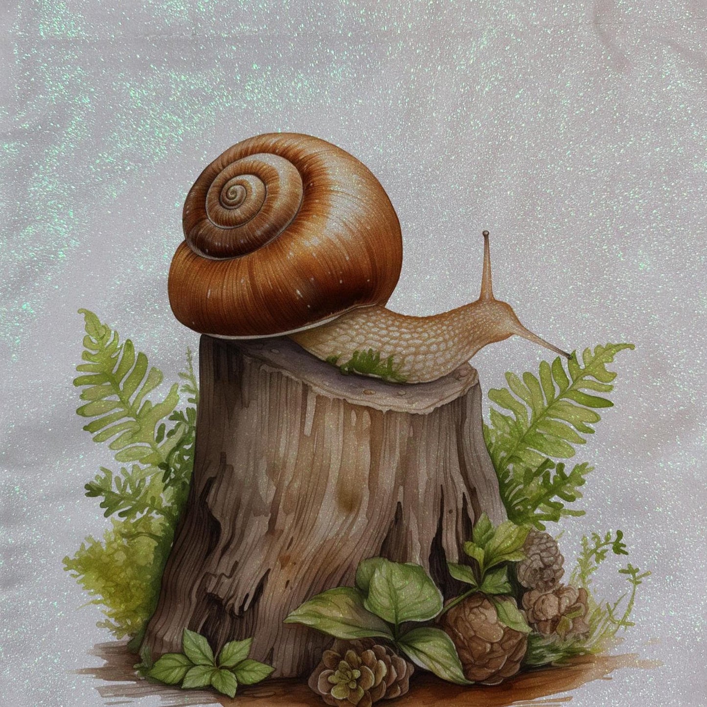 Glitter Tote Bag Snail design