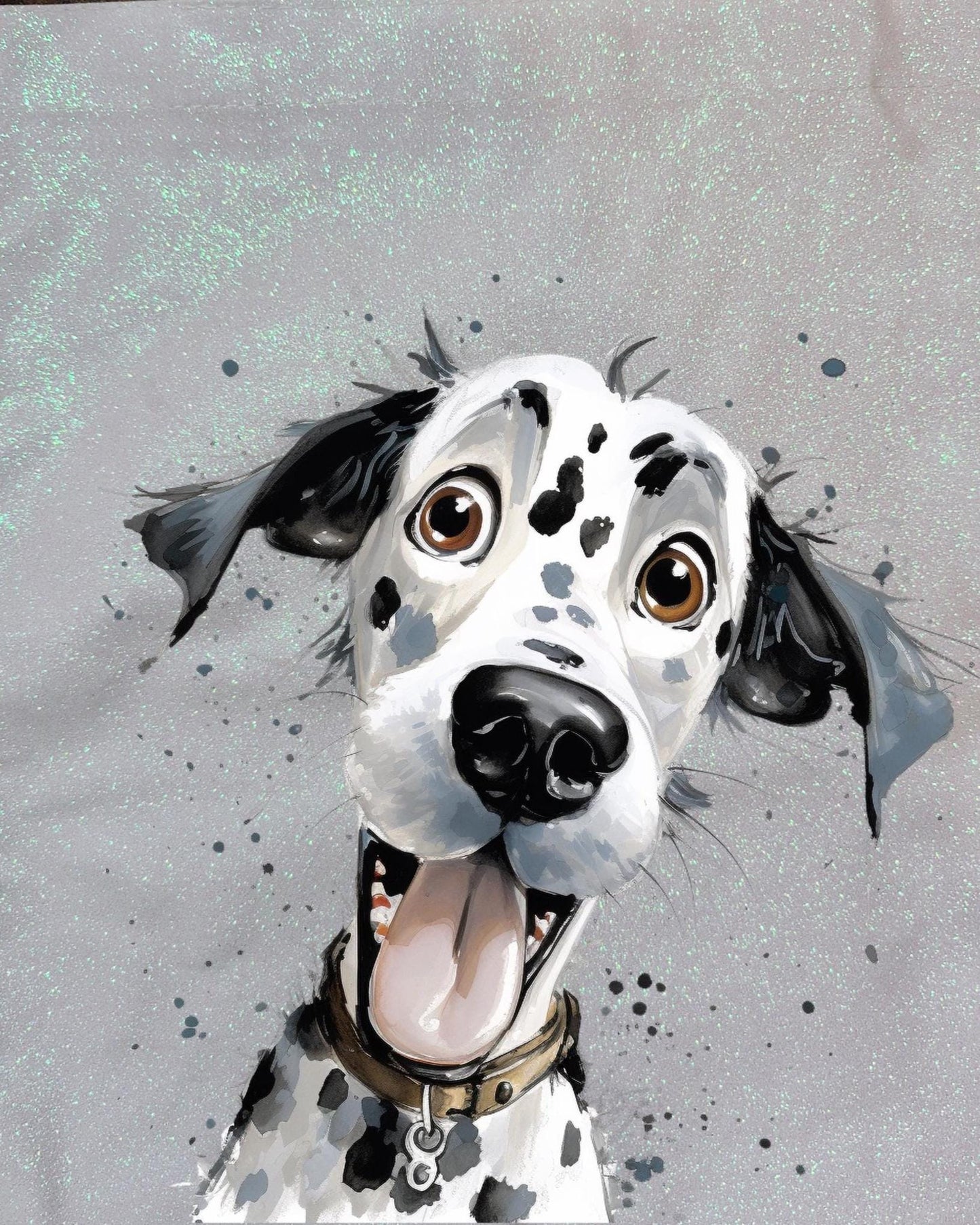Glitter Tote Bag with Dalmatian Design (34x38cm)