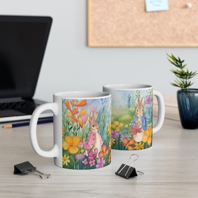 11oz Rabbit Floral mug design gifts for her drinkware
