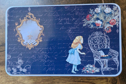 Alice in Wonderland March Hare Storage tin with  printed top panel