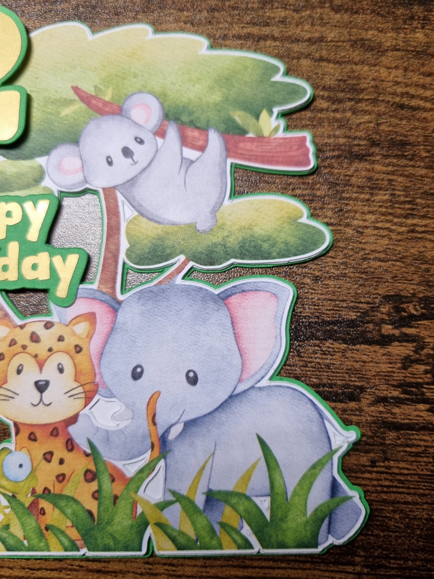 Cute Jungle themed cake topper, Happy Birthday Any Age