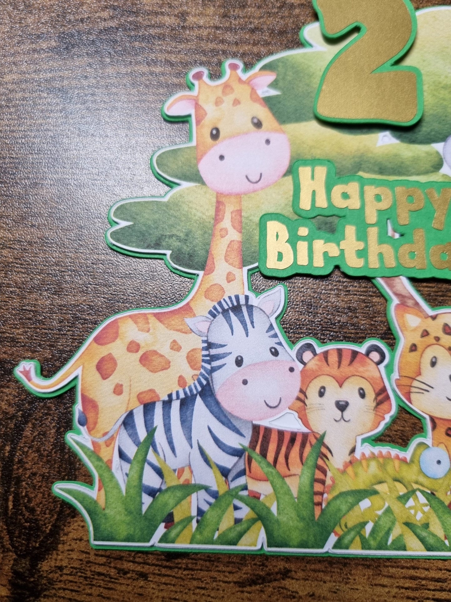 Cute Jungle themed cake topper, Happy Birthday Any Age