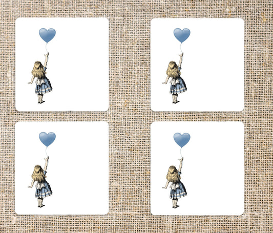 Alice in Wonderland Coasters with blue balloon design