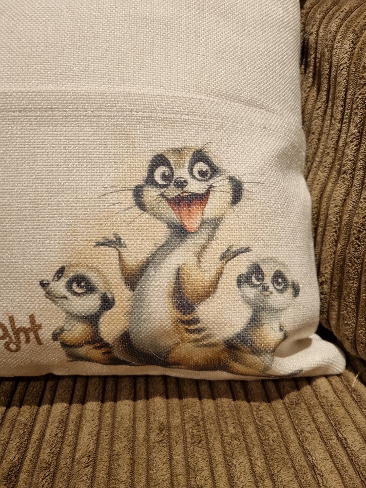 Meerkat Personalised reading cushion, pocket cushion, any name
