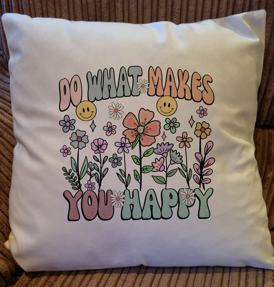 Cushion, soft feel, home furnishings 'Do what makes you happy' Hippy Style