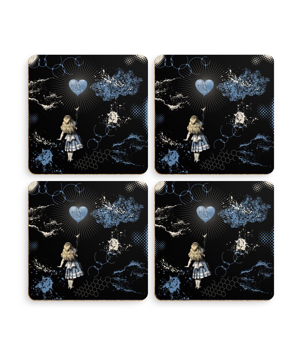 Pack of 4 Coasters Alice in Wonderland y2k design