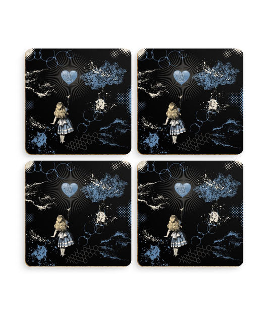 Pack of 4 Coasters Alice in Wonderland y2k design