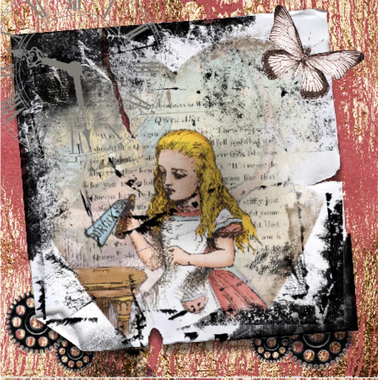Pack of 4 Coasters  grunge alice in wonderland