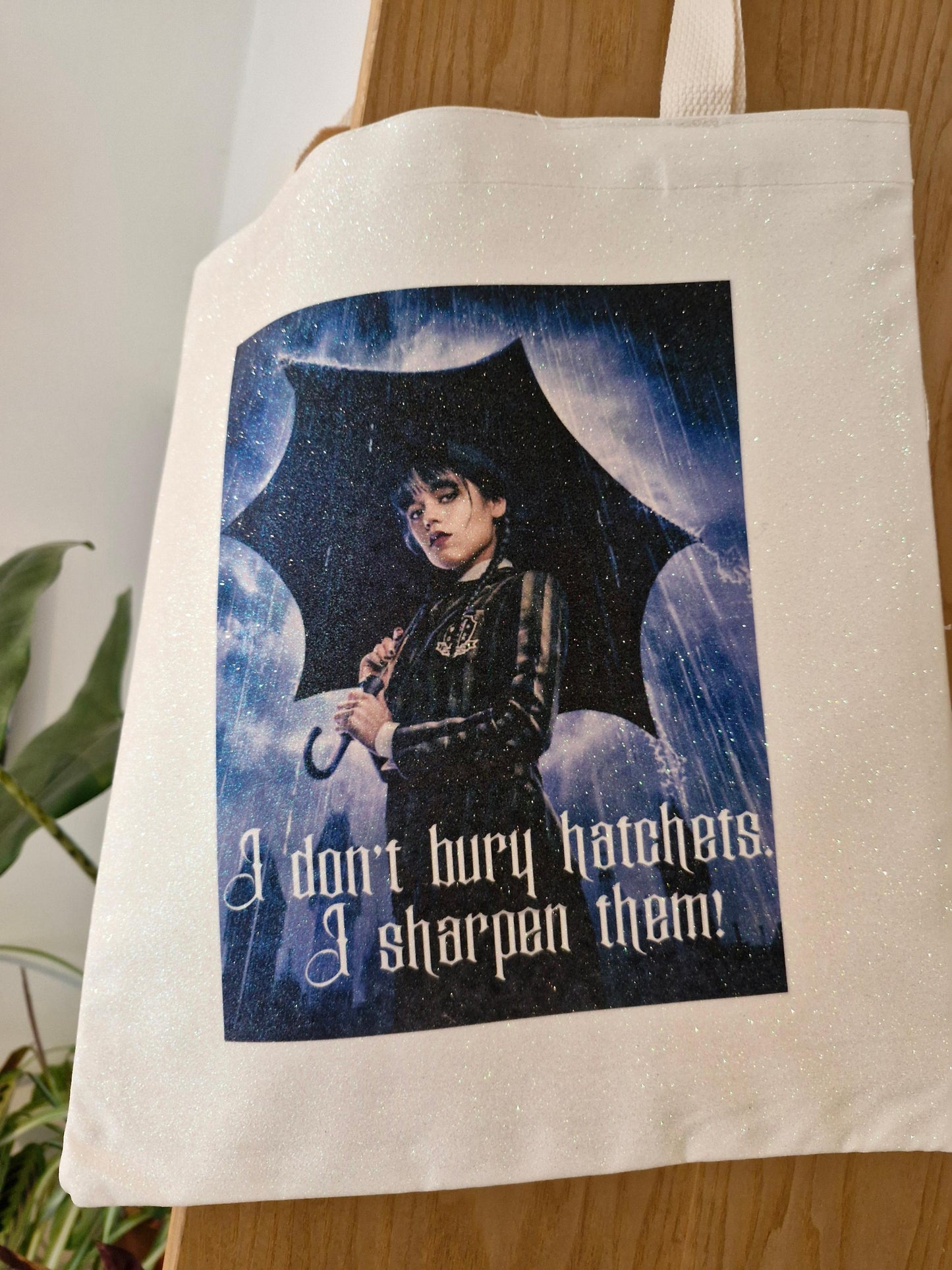 Glitter Tote Bag Wednesday Addams