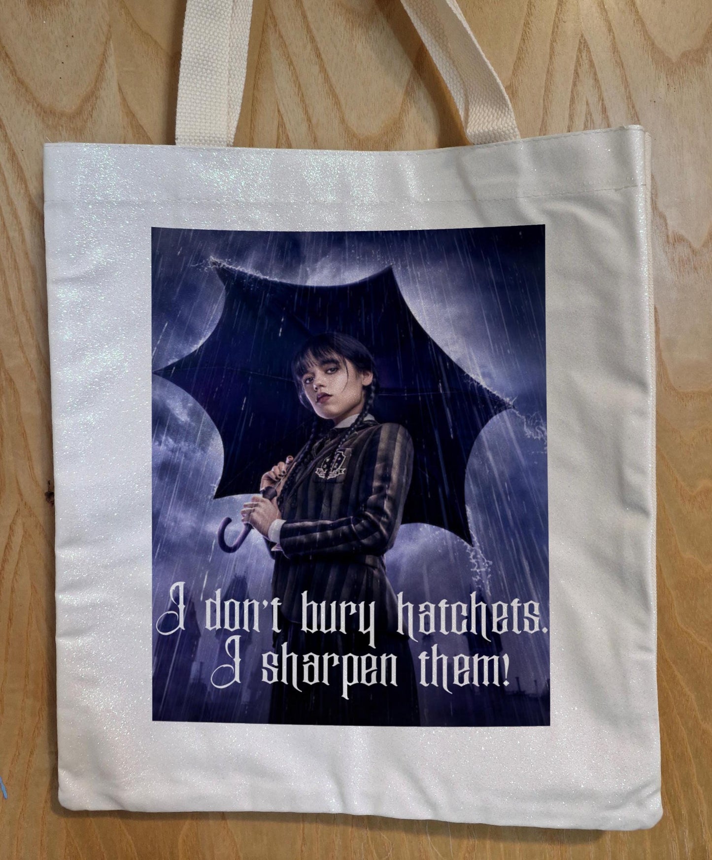 Glitter Tote Bag Wednesday Addams