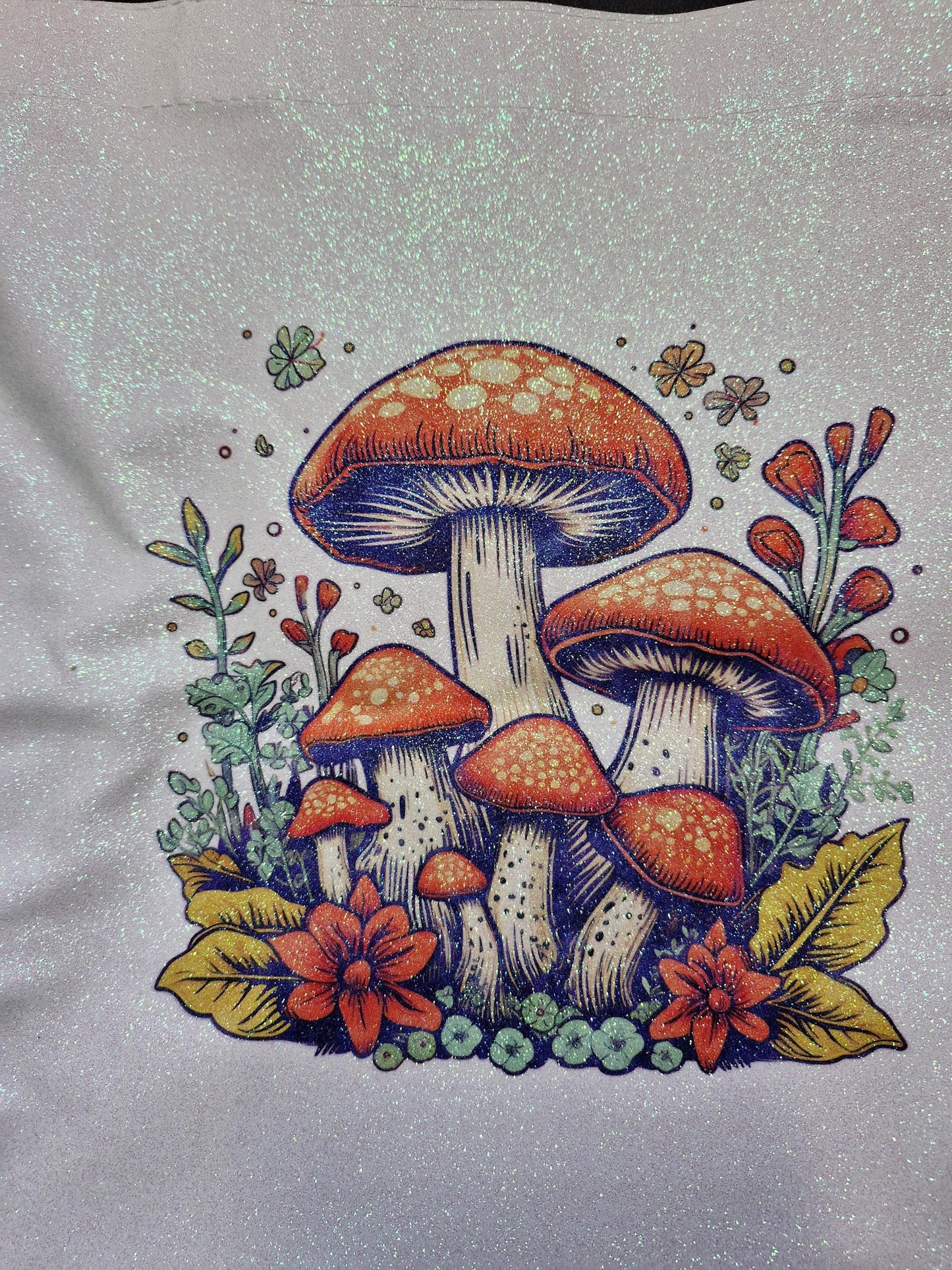 Glitter Tote Bag Mushroom Design