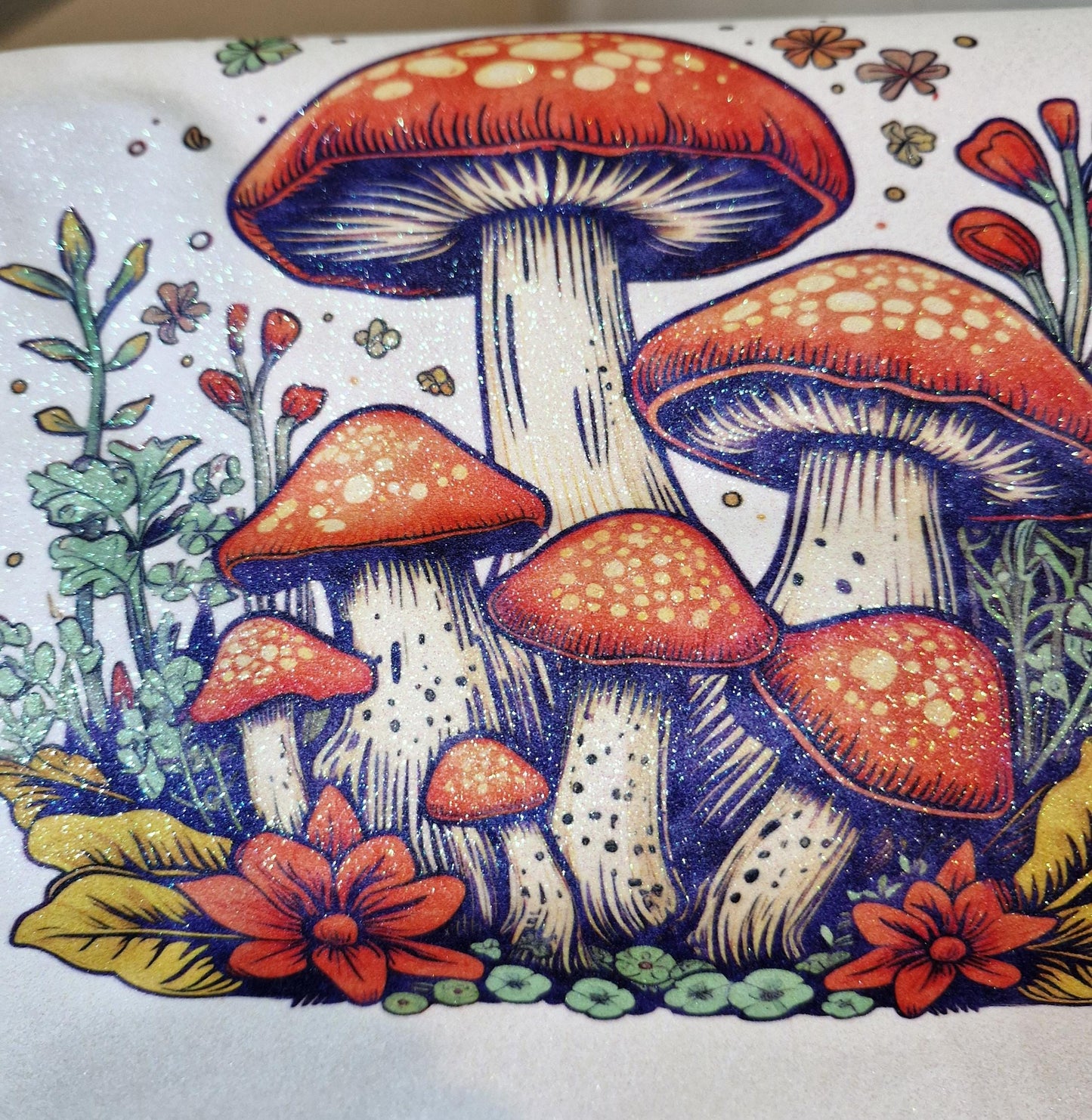 Glitter Tote Bag Mushroom Design
