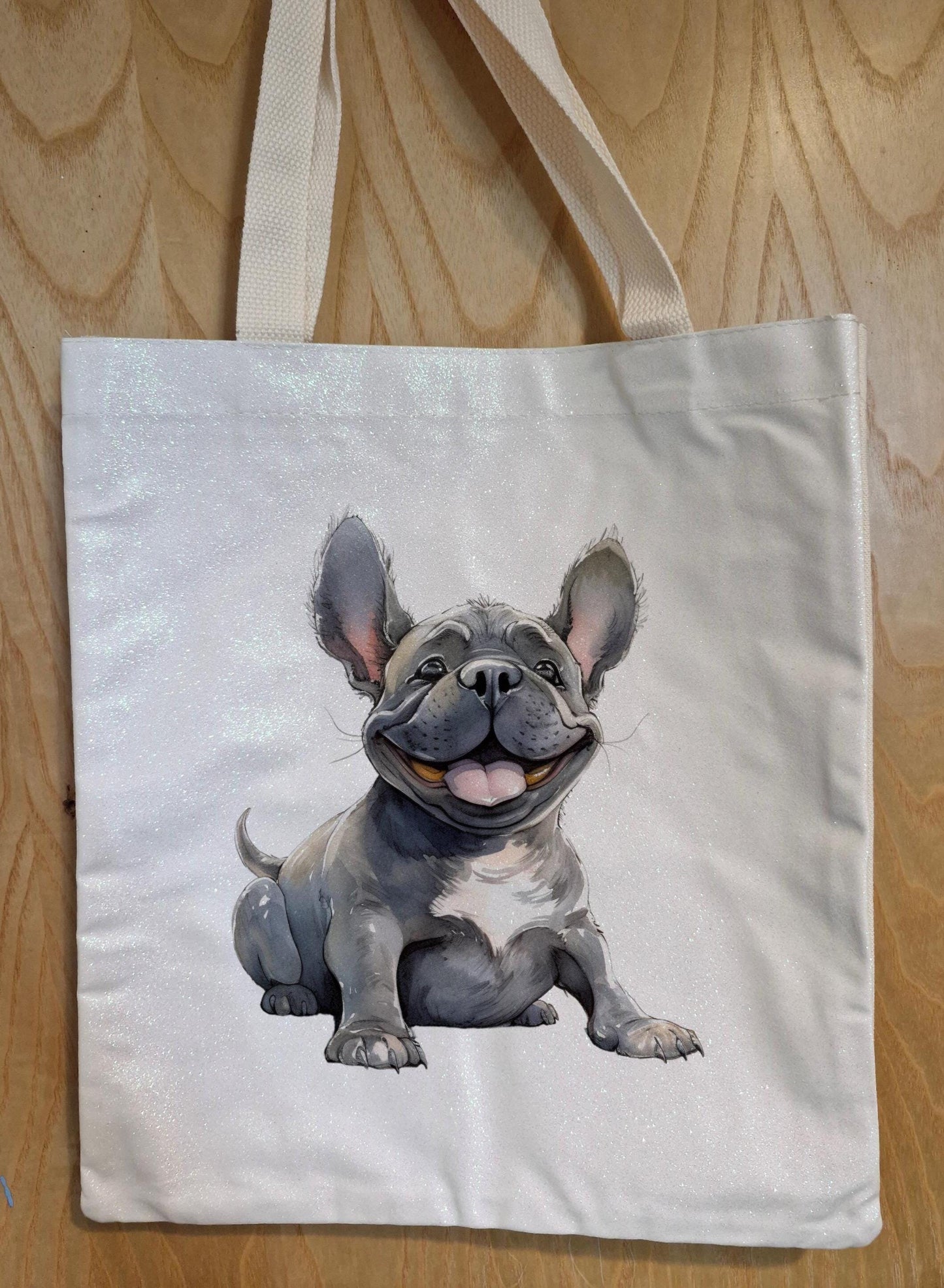 Glitter Tote Bag French Bulldog Design