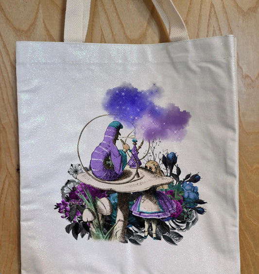 Alice in Wonderland Glitter Tote Bag