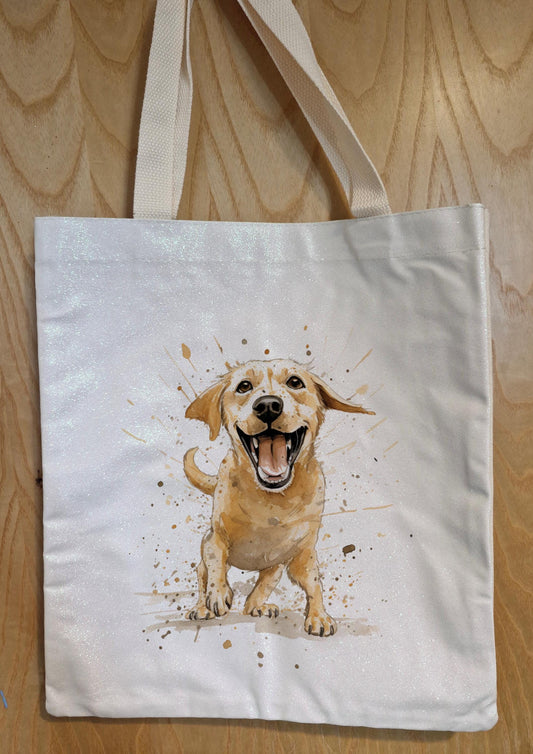 Labrador Glitter Tote Bag