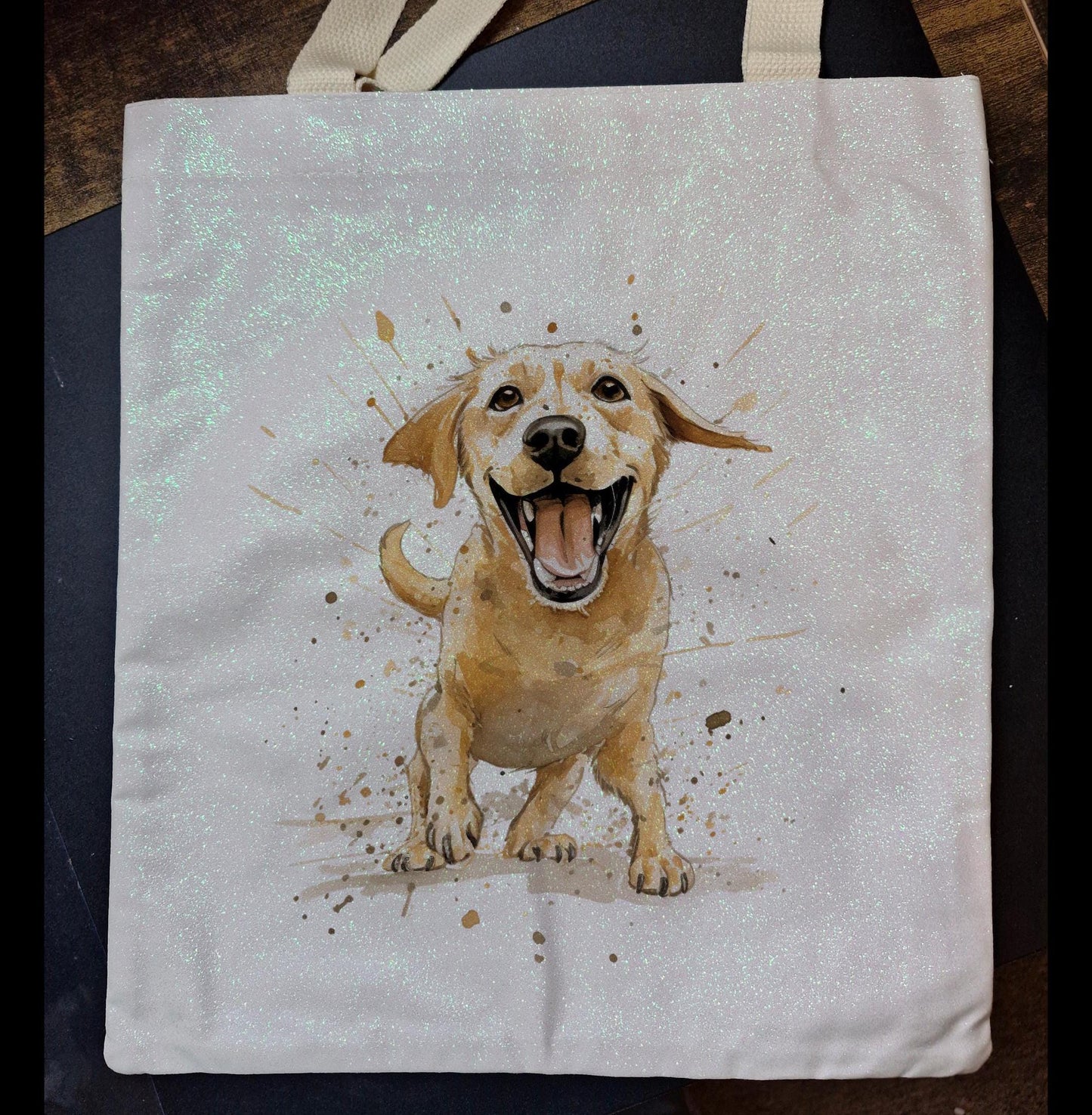 Labrador Glitter Tote Bag