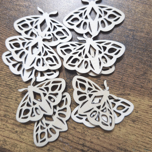 Laser Cut Wooden Moth Craft Shapes Pack of 10