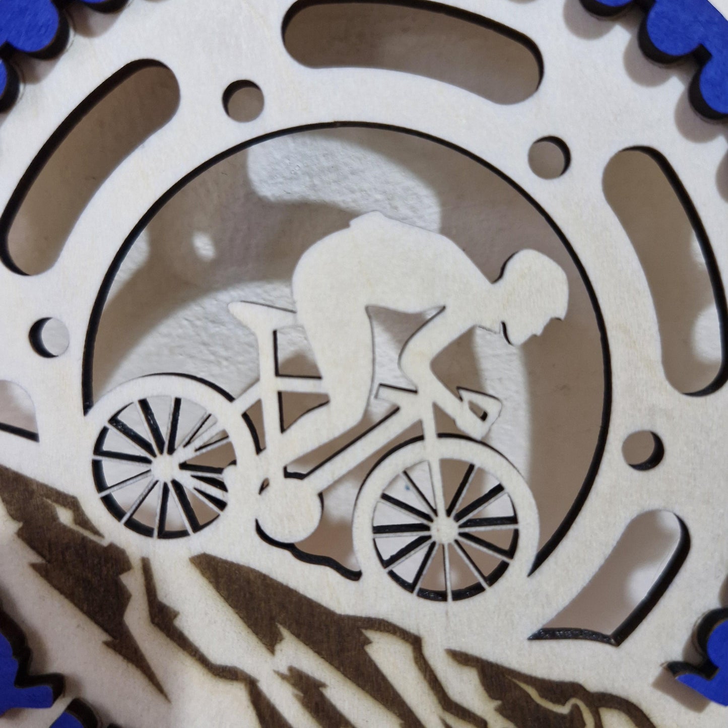 Cake Topper Wooden Mountain Biker