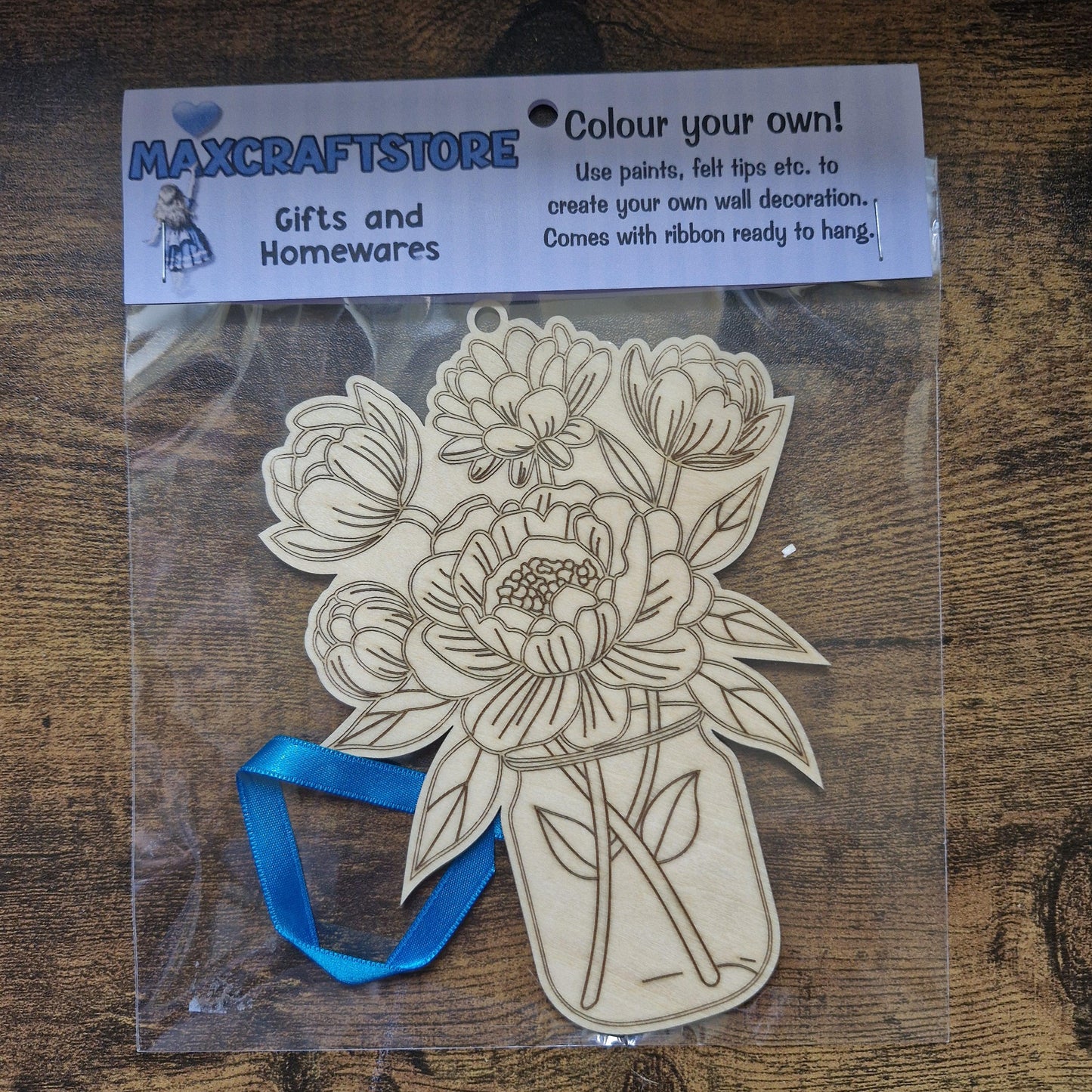 Hanging colour your own wooden flowers, hanging decor