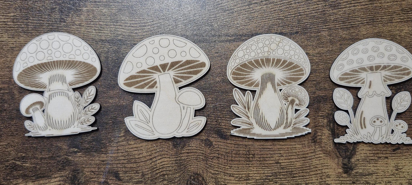 Laser Cut Mushroom Craft Shapes Pack of 4