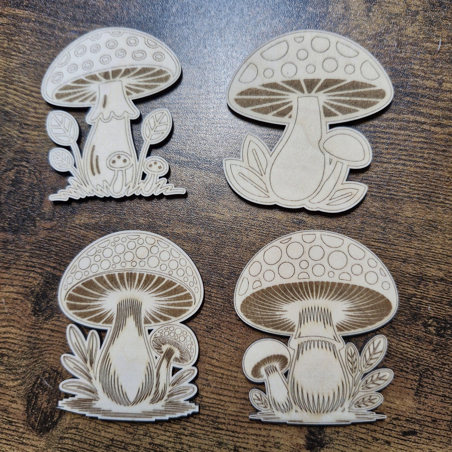 Laser Cut Mushroom Craft Shapes Pack of 4