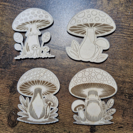 Laser Cut Mushroom Craft Shapes Pack of 4