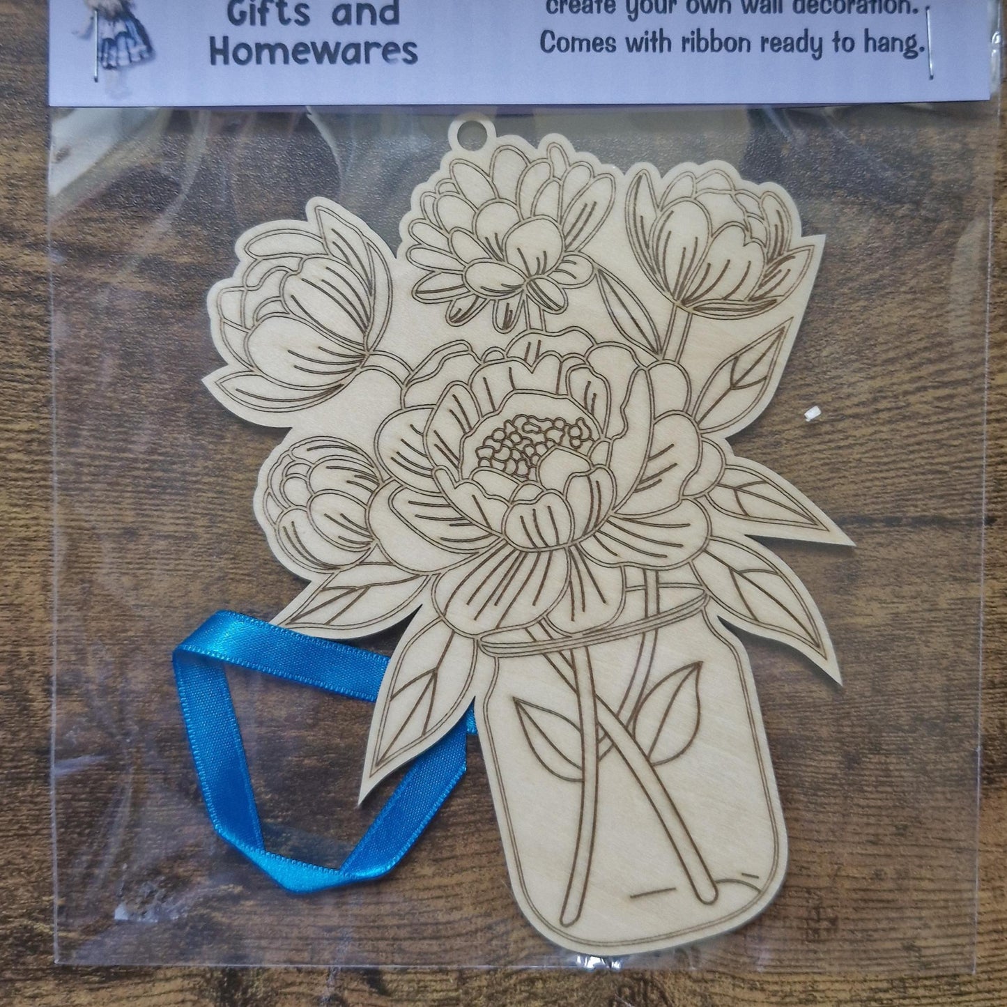 Hanging colour your own wooden flowers, hanging decor
