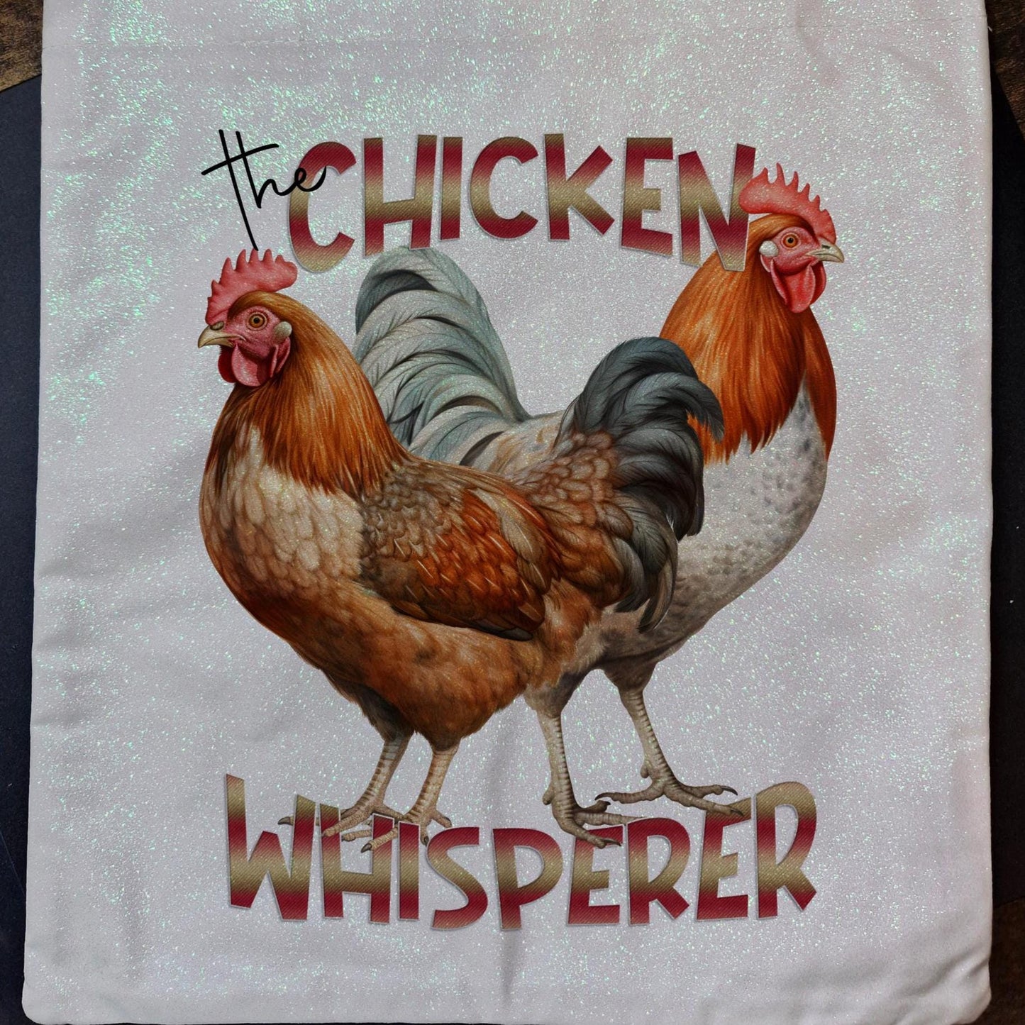 Glitter Tote Bag with Chicken Design