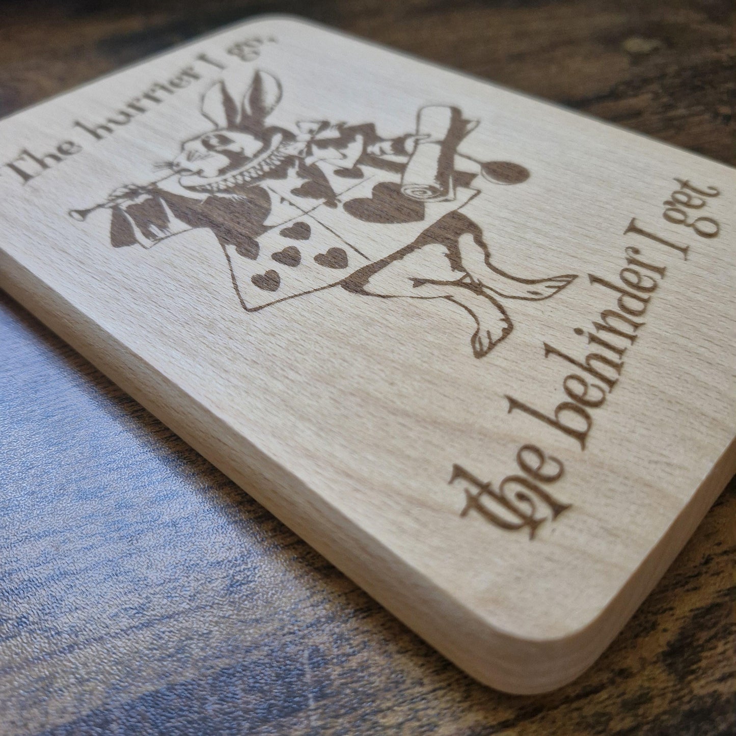 Mini wooden chopping board, Alice in Wonderland Rabbit