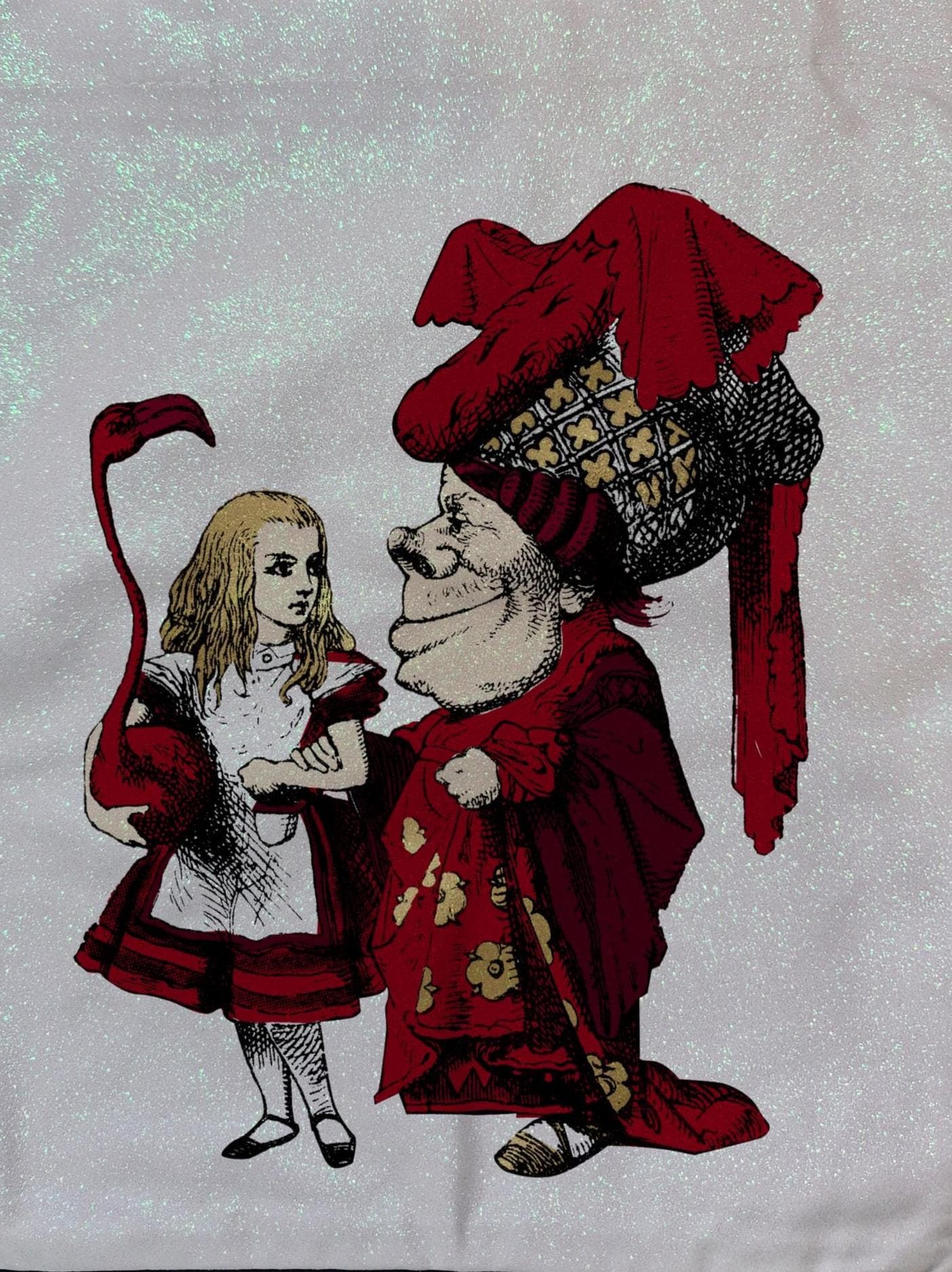 Alice in Wonderland  Red themed Glitter Tote Bag