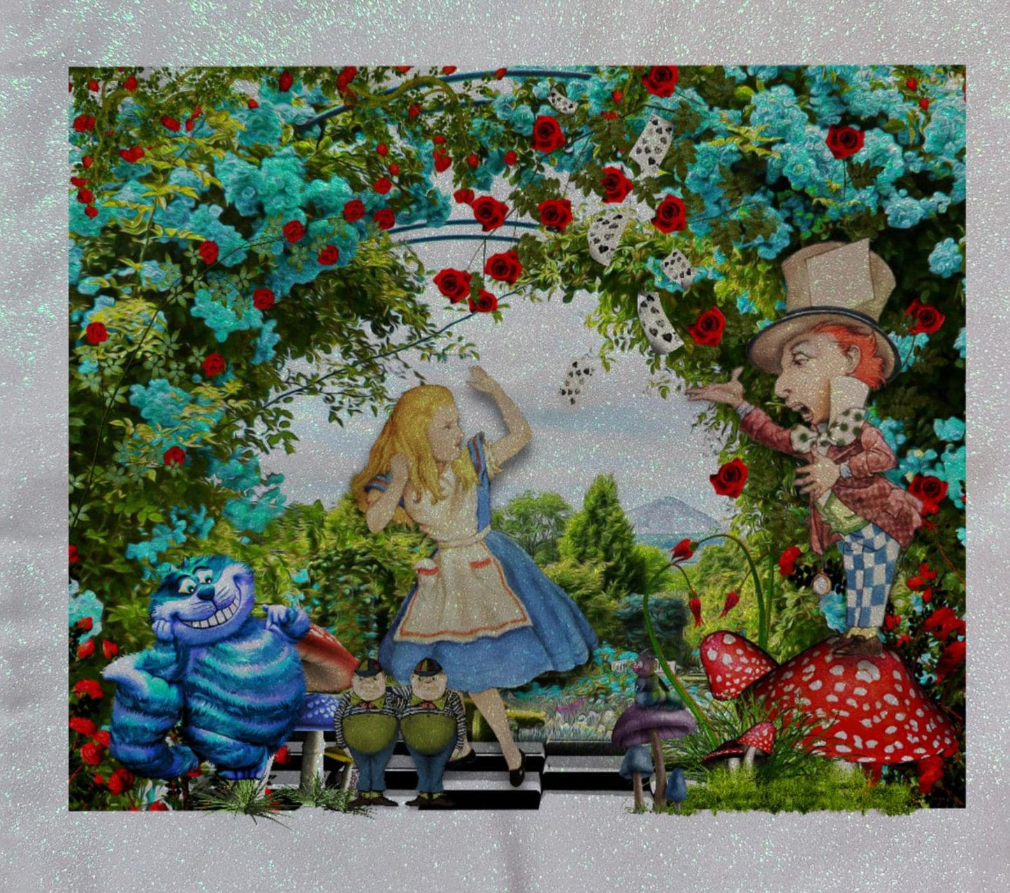 Alice in Wonderland Abstract themed Glitter Tote Bag