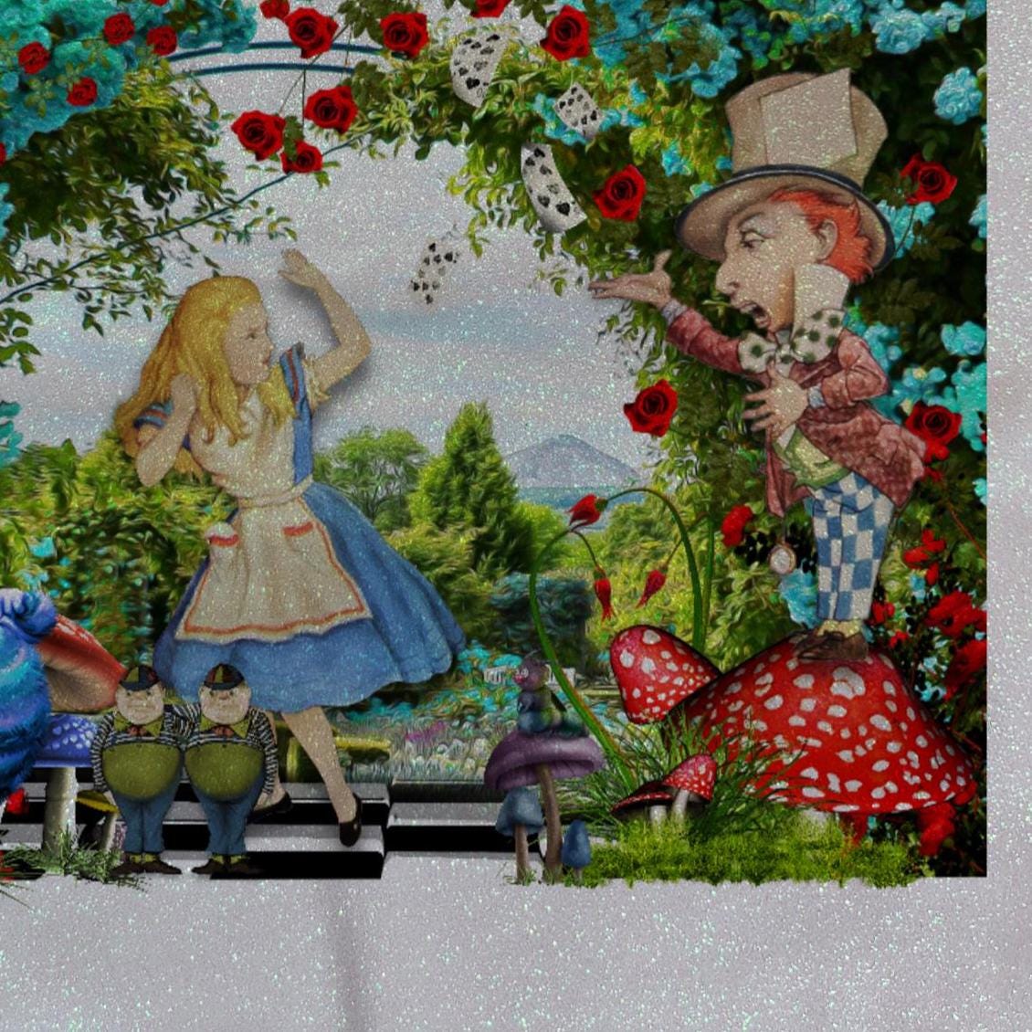 Alice in Wonderland Abstract themed Glitter Tote Bag