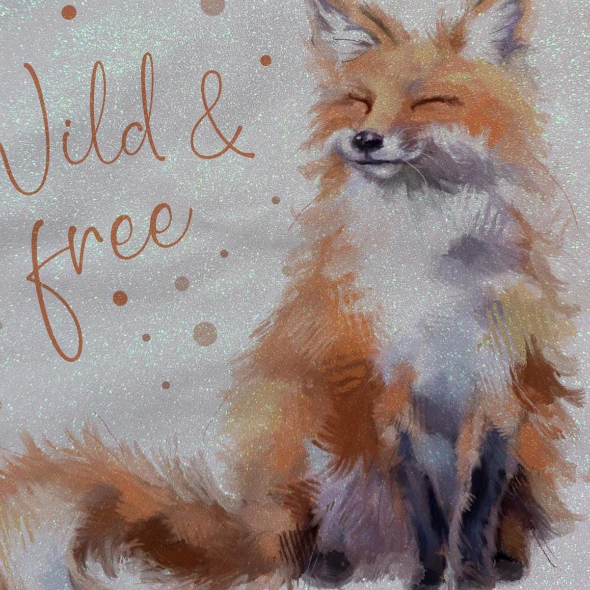 Glitter Tote Bag Fox Wild and Free Design