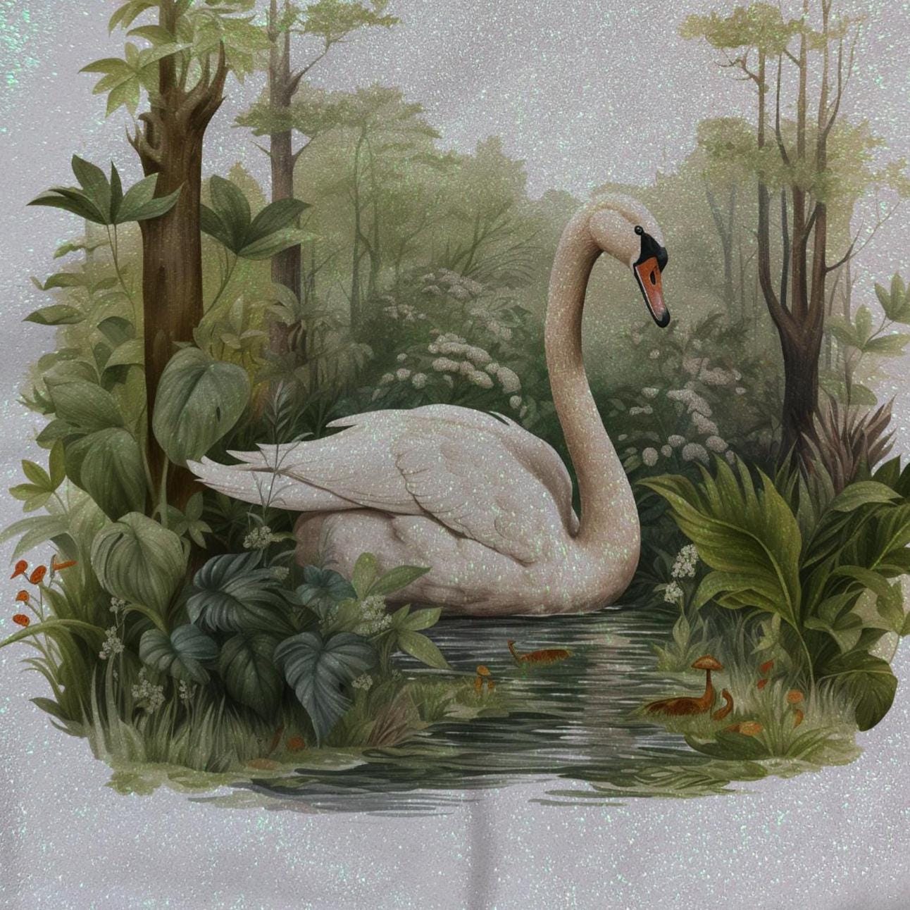 Glitter Tote Bag Swan design