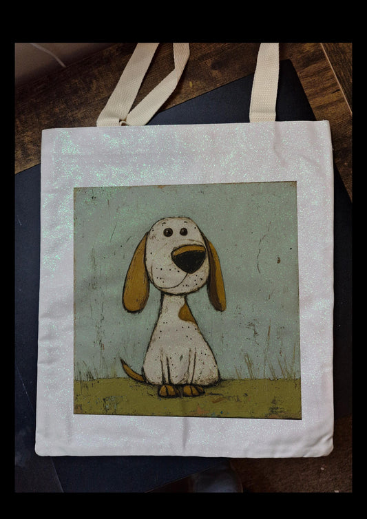 Tote Bag Glitter with cute Dog design