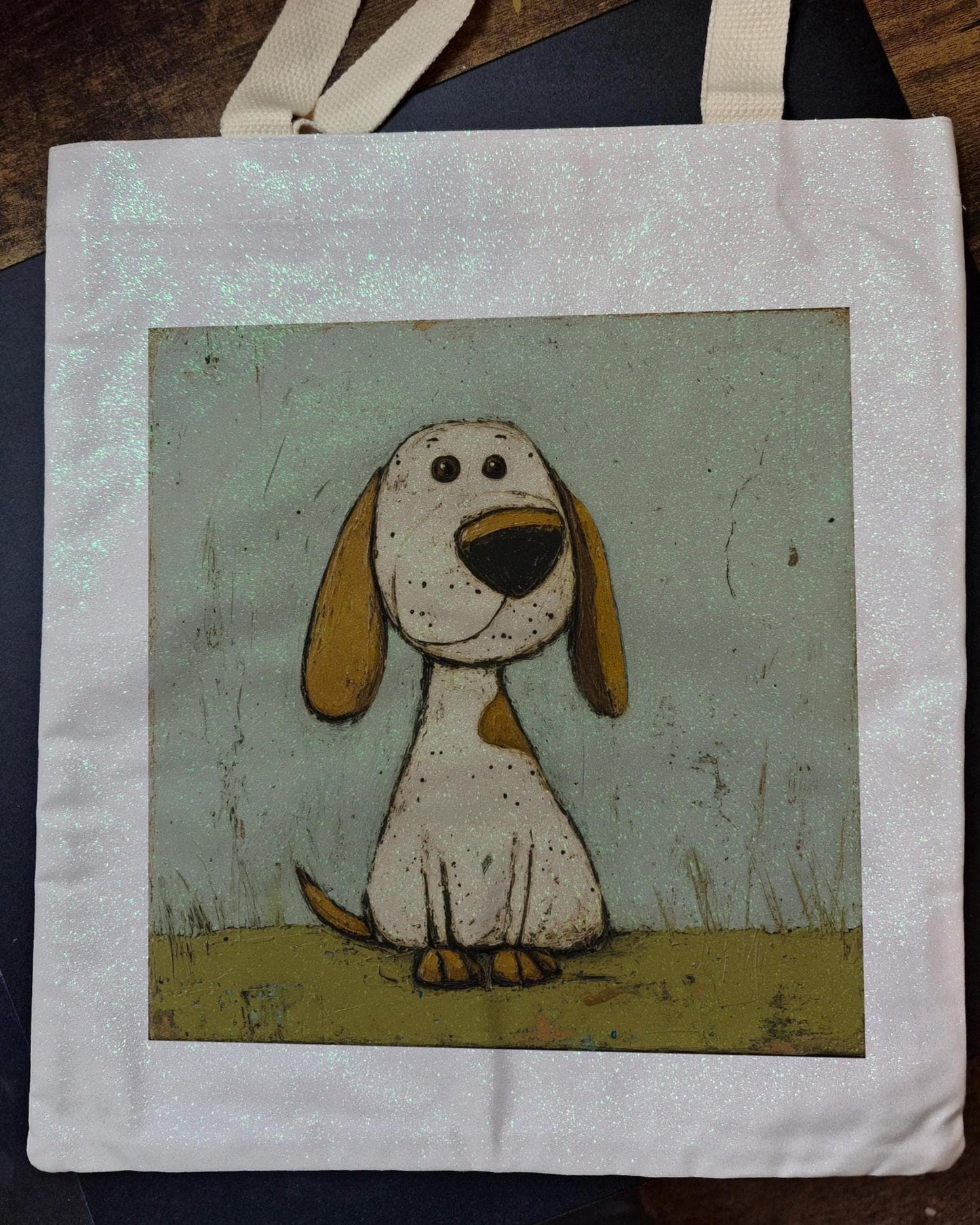 Tote Bag Glitter with cute Dog design